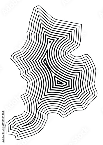 Symbol Map of the Kanton Glarus (Switzerland) showing the state border buffered inside with black tapering lines