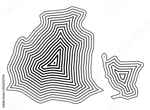 Symbol Map of the Kanton Obwalden (Switzerland) showing the state border buffered inside with black tapering lines