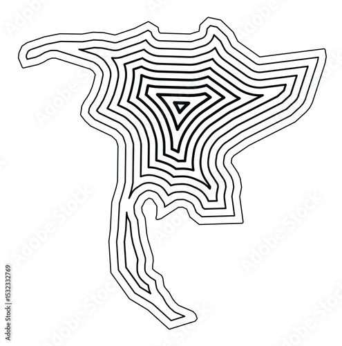 Symbol Map of the Kanton Nidwalden (Switzerland) showing the state border buffered inside with black tapering lines