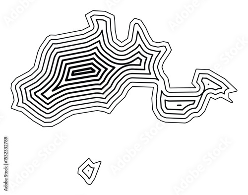 Symbol Map of the Kanton Schaffhausen (Switzerland) showing the state border buffered inside with black tapering lines