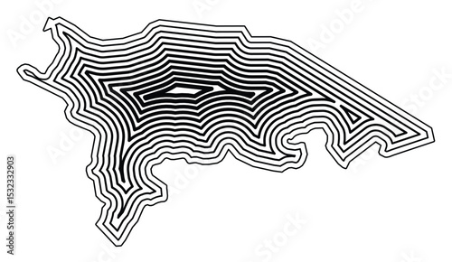Symbol Map of the Kanton Thurgau (Switzerland) showing the state border buffered inside with black tapering lines