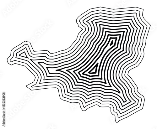 Symbol Map of the Kanton Schwyz (Switzerland) showing the state border buffered inside with black tapering lines