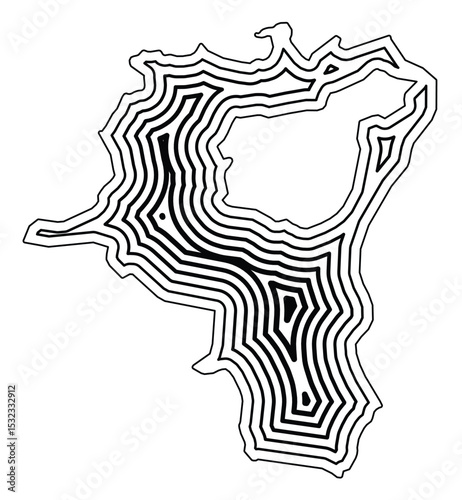 Symbol Map of the Kanton Sankt Gallen (Switzerland) showing the state border buffered inside with black tapering lines