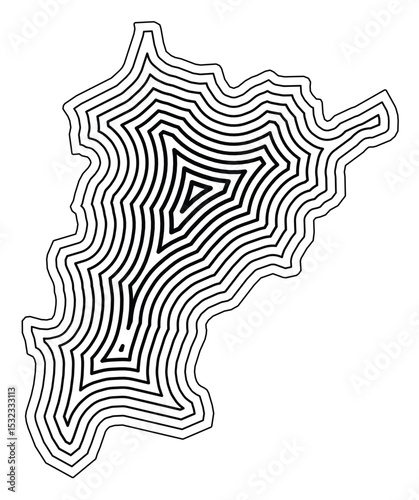 Symbol Map of the Kanton Uri (Switzerland) showing the state border buffered inside with black tapering lines