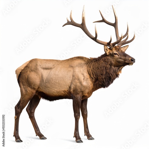 Elk over white background, no shadow
