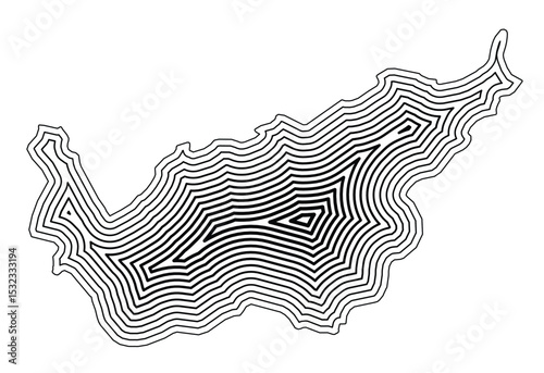 Symbol Map of the Kanton Valais (Switzerland) showing the state border buffered inside with black tapering lines