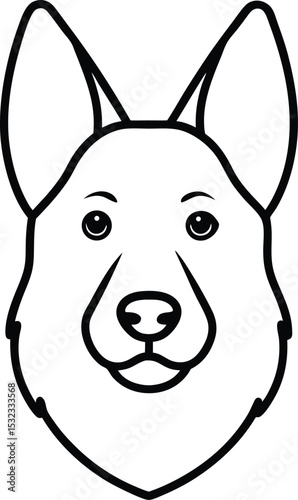 german shepherd head icon line art vector illustration on transparent background