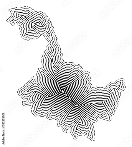 Symbol Map of the Province Heilongjiang (People's Republic of China) showing the state border buffered inside with black tapering lines