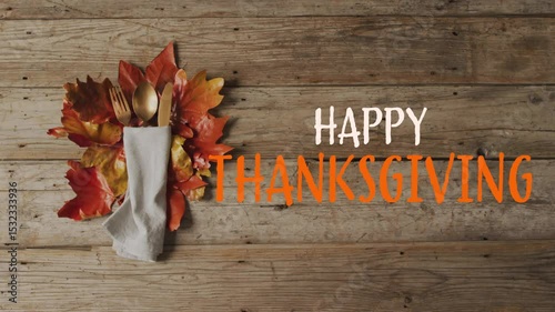 Thank you, Thanksgiving Day, Happy Thanksgiving Day, Thanksgiving dinner table, Friends giving day, Grateful day, Autumn leaf animation 4k video