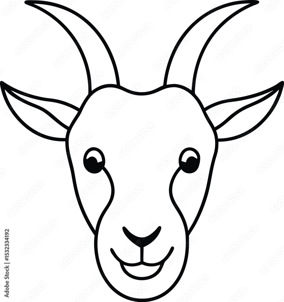 Fototapeta premium goat head icon line art vector illustration on transparent background