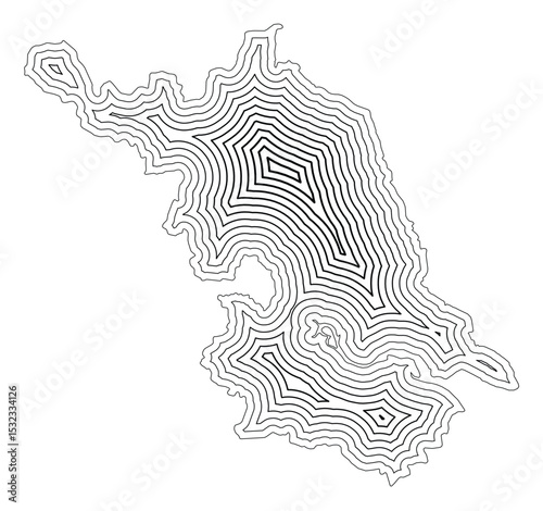 Symbol Map of the Province Jiangsu (People's Republic of China) showing the state border buffered inside with black tapering lines