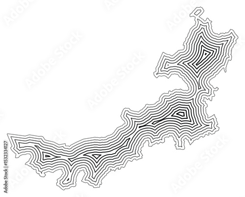 Symbol Map of the Autonomous Region Inner Mongol (People's Republic of China) showing the state border buffered inside with black tapering lines