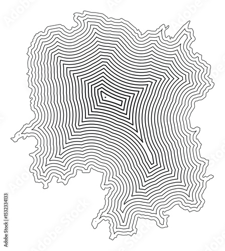 Symbol Map of the Province Hunan (People's Republic of China) showing the state border buffered inside with black tapering lines