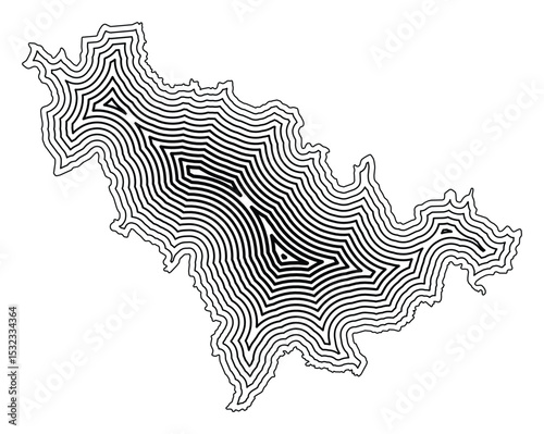 Symbol Map of the Province Jilin (People's Republic of China) showing the state border buffered inside with black tapering lines