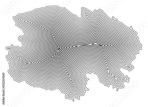 Symbol Map of the Province Qinghai (People's Republic of China) showing the state border buffered inside with black tapering lines