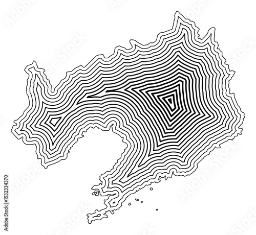 Symbol Map of the Province Liaoning (People's Republic of China) showing the state border buffered inside with black tapering lines