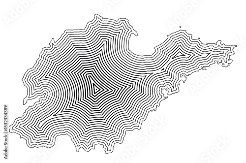 Symbol Map of the Province Shandong (People's Republic of China) showing the state border buffered inside with black tapering lines