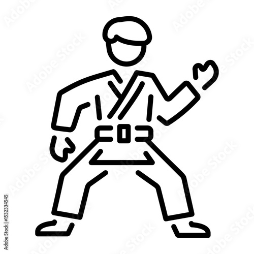 A linear style icon showing a person doing karate