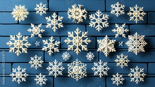 Christmas Snowflakes Falling with a Holiday Theme isolated on transparent.  HD 8k wallpaper photographic image