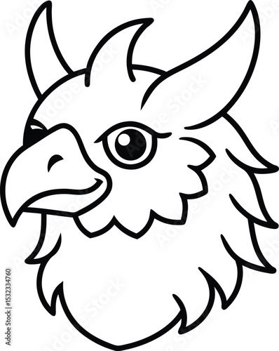 griffin head icon line art vector illustration on transparent background