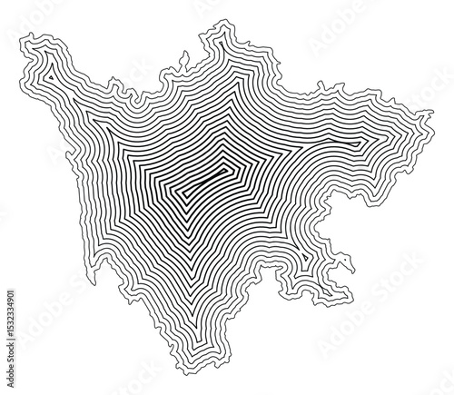 Symbol Map of the Province Sichuan (People's Republic of China) showing the state border buffered inside with black tapering lines