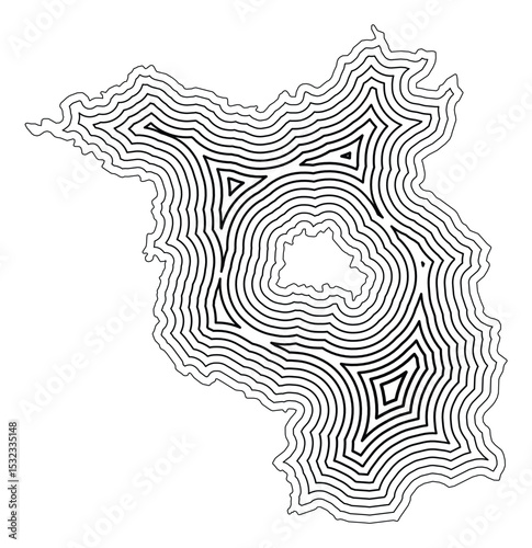 Symbol Map of the Bundesland Brandenburg (Germany) showing the state border buffered inside with black tapering lines