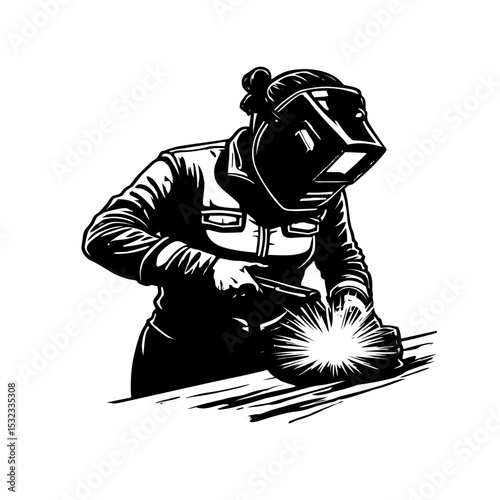 illustration of welder silhouette vector