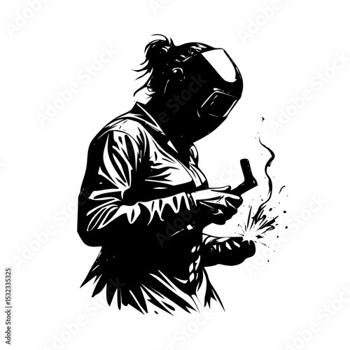 illustration of welder silhouette vector