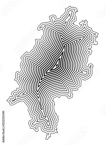 Symbol Map of the Bundesland Hessen (Germany) showing the state border buffered inside with black tapering lines