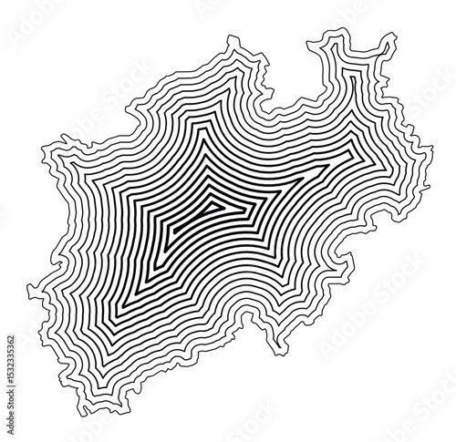 Symbol Map of the Bundesland Nordrhein-Westfalen (Germany) showing the state border buffered inside with black tapering lines