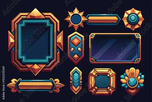 Vector set of abstract backgrounds with floral frames and vintage television screen icons