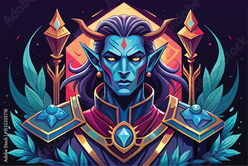 Scary grunge lion and wolf king skull tattoo design with a touch of gothic evil, perfect for a Halloween horror background illustration