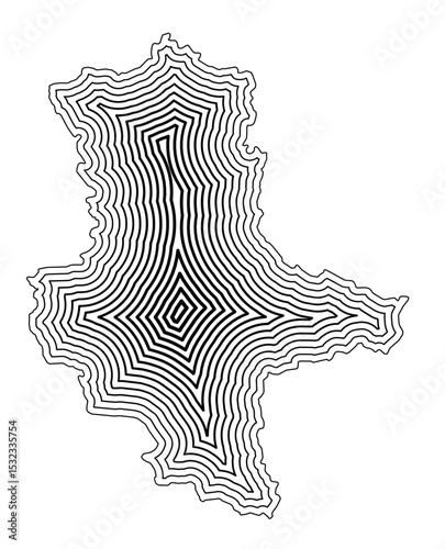 Symbol Map of the Bundesland Sachsen-Anhalt (Germany) showing the state border buffered inside with black tapering lines
