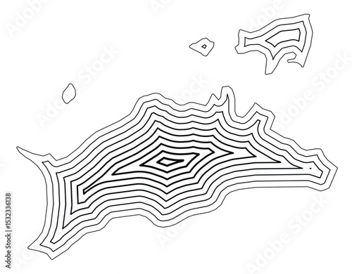 Symbol Map of the Prefecture Kagawa (Japan) showing the state border buffered inside with black tapering lines