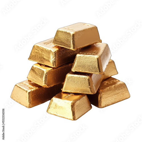 A haphazard stack of gleaming gold bars, reflecting light, suggesting wealth and prosperity