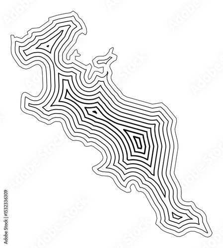 Symbol Map of the Urban Prefecture Kyoto (Japan) showing the state border buffered inside with black tapering lines