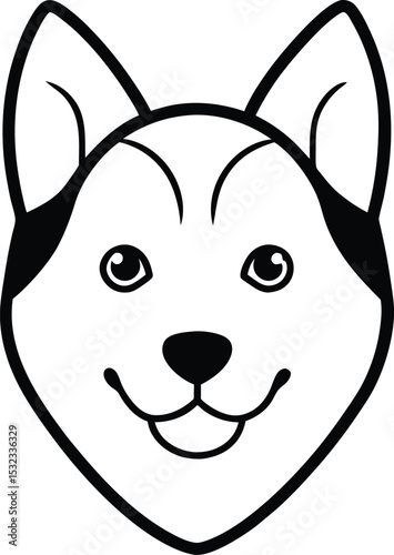 husky head icon line art vector illustration on transparent background