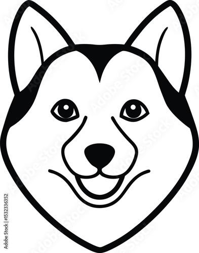 husky head icon line art vector illustration on transparent background