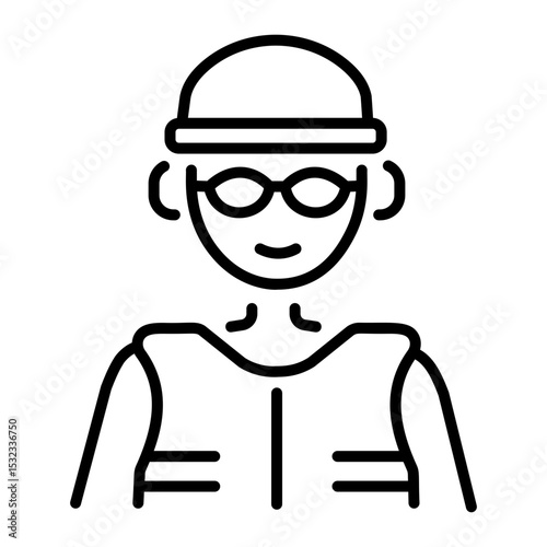 A line style icon of swimmer