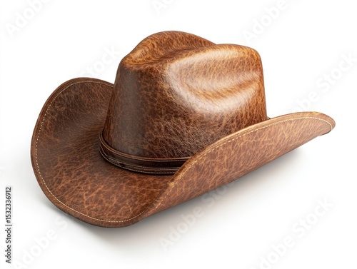 Brown leather cowboy hat