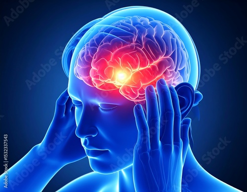 3D medical illustration of head pain