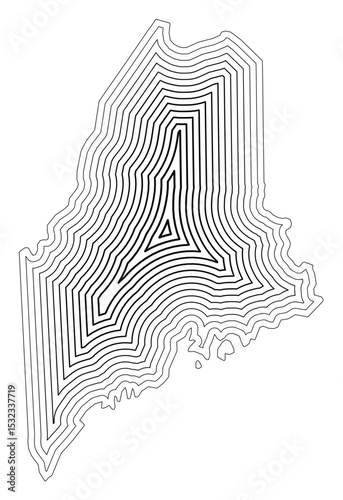 Symbol Map of the State Maine (United States of America) showing the state border buffered inside with black tapering lines