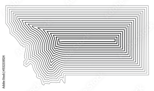 Symbol Map of the State Montana (United States of America) showing the state border buffered inside with black tapering lines