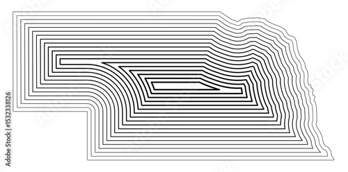 Symbol Map of the State Nebraska (United States of America) showing the state border buffered inside with black tapering lines
