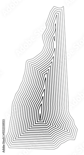 Symbol Map of the State New Hampshire (United States of America) showing the state border buffered inside with black tapering lines
