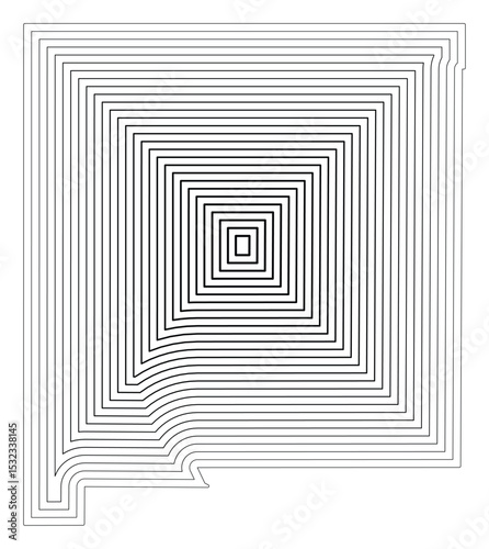 Symbol Map of the State New Mexico (United States of America) showing the state border buffered inside with black tapering lines