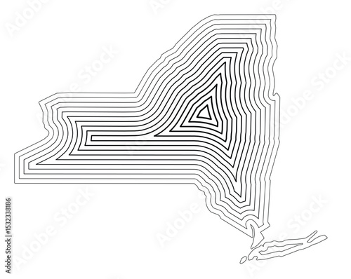 Symbol Map of the State New York (United States of America) showing the state border buffered inside with black tapering lines