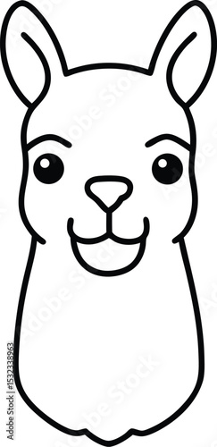  llama head icon line art vector illustration on transparent background