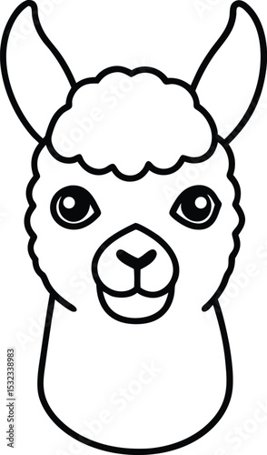 llama head icon line art vector illustration on transparent background