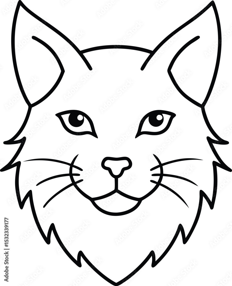Fototapeta premium lynx head icon line art vector illustration on transparent background